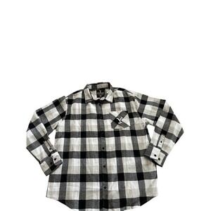 Yellowstone Dutton Ranch Mens 2XL Black White Plaid Long Sleeve Flannel Shirt